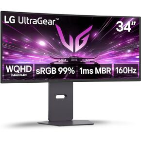 LG 34G630A-B 34 بوصة Ultragear WQHD، DisplayHDR 400، مكبر صوت مدمج، HDMI، DisplayPort، USB من النوع C، حامل قابل للإمالة/الارتفاع/الدوران، أسود (متجدد) in Kuwait