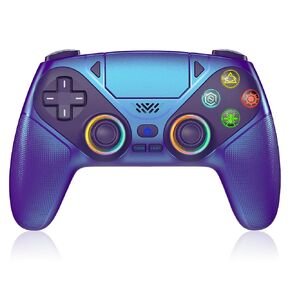 وحدة تحكم لاسلكية Dinosoo RGB لجهاز PS5/PC - لوحة ألعاب بلوتوث مع Turbo وMacro واهتزاز مزدوج وحركة 6 محاور ومقبس صوت 3.5 مم وبطارية 1000 مللي أمبير في الساعة in Kuwait