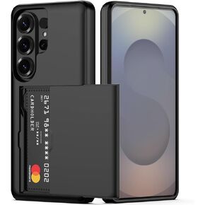 حافظة Nvollnoe لهاتف Samsung S26 Ultra مع حامل بطاقة بطبقة مزدوجة وحافظة حماية شديدة التحمل وفتحة بطاقة مخفية حافظة نحيفة لهاتف Samsung S26 Ultra 6.9 بوصة (أسود) in Kuwait