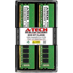 A-Tech 8GB (2x4GB) RAM Replacement for CT2K4G4DFS8266 | DDR4 2666MHz PC4-21300 (PC4-2666V) CL19 UDIMM 1Rx8 1.2V Non-ECC DIMM 288-Pin Desktop Memory Modules in Kuwait