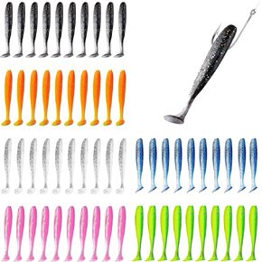 120 Pcs Soft Plastic Baits, 7 CM Paddle Tail Swim Baits, Fishing Soft Plastic Lures, Paddle Tail Swimbaits for Freshwater and Saltwater Bass Trout Walleye Crappie in Saudi Arabia