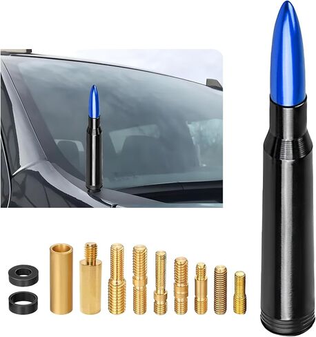 Car Bullet Antenna, Heavy Duty Aluminum Auto Antenna Toppers with Gaskets & Adapters, Vehicle Antennas Replacement Exterior Decoration for Colorado Equinox Avalanche (Black) in Kuwait