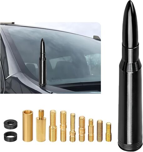 Car Bullet Antenna, Heavy Duty Aluminum Auto Antenna Toppers with Gaskets & Adapters, Vehicle Antennas Replacement Exterior Decoration for Colorado Equinox Avalanche (Black) in Kuwait