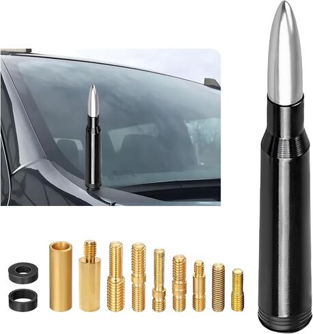 Car Bullet Antenna, Heavy Duty Aluminum Auto Antenna Toppers with Gaskets & Adapters, Vehicle Antennas Replacement Exterior Decoration for Colorado Equinox Avalanche (Black) in Kuwait