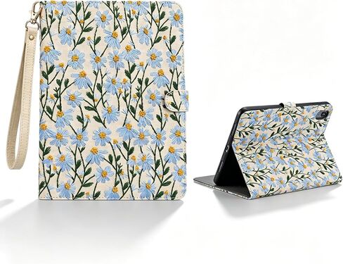 Embroidered Blue Daisy Flower Case for iPad mini 7 Case 2024 (A17 Pro), iPad mini 6 Case (8.3-Inch,2021 Model), iPad mini 7th/6th Generation Case with Pencil Holder Auto Wake/Sleep in Kuwait