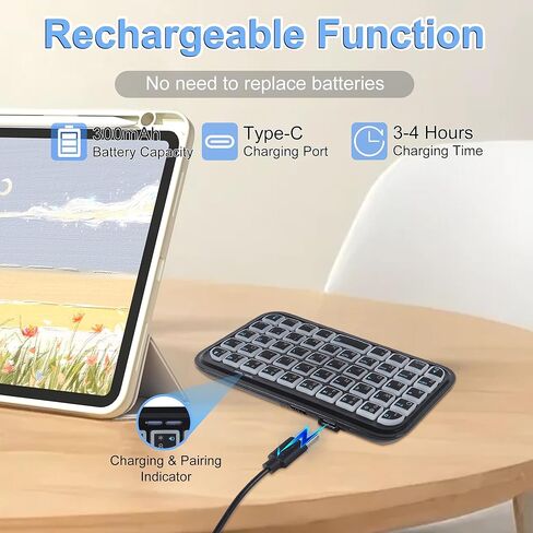 Wireless Keyboard Super Mini Bluetooth Keyboard with Backlight Wired & Bluetooth Dual Mode Rechargeable Silent Portable Compact Pocket Slim Handheld Keypad for Laptop PC Notebook Tablet Smartphone in Kuwait