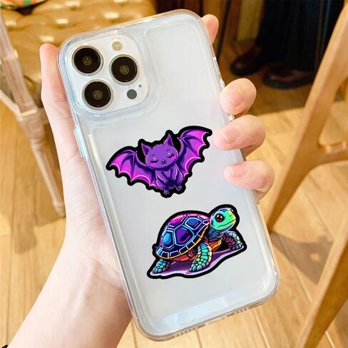 50 PCS Neon Animal Stickers Pack, Cute Cartoon Animal Stickers Waterproof Vinyl Gifts Decoration Decals for Laptop Water Bottles Phone Luggage Car in Kuwait