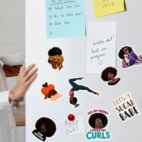 50PCS Black Girl Stickers Pack Waterproof Vinyl Decals for Laptop Water Bottle Notebook Phone – Afro Girl Aesthetic Stickers for Teens Women Girls in Kuwait