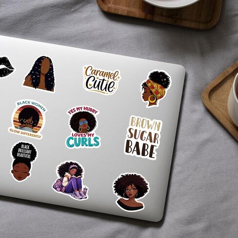 50PCS Black Girl Stickers Pack Waterproof Vinyl Decals for Laptop Water Bottle Notebook Phone – Afro Girl Aesthetic Stickers for Teens Women Girls in Kuwait