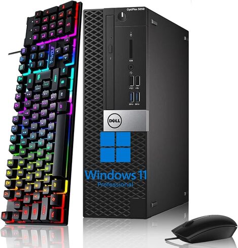 كمبيوتر مكتبي Dell Optiplex 5050 SFF، Core i5-6500 3.2 جيجا هرتز، ذاكرة وصول عشوائي 8 جيجا، 256 جيجا SSD، لوحة مفاتيح وماوس، منافذ عرض، HDMI، RJ-45، Windows 11 Pro (متجدد) in Kuwait