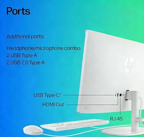 كمبيوتر مكتبي HP 21.5 بوصة FHD الكل في واحد 2026، وحدة معالجة مركزية Intel 4-Core، ذاكرة وصول عشوائي 16 جيجابايت، تخزين 128 جيجابايت، كاميرا ويب مدمجة/ميكروفون/واي فاي/بلوتوث، USB-A/C/HDMI، RJ-45، لوحة مفاتيح وماوس، Windows 11 Home، LE Bundle in Kuwait