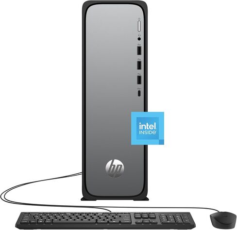 كمبيوتر مكتبي HP OmniDesk Slim، معالج Intel 300، ذاكرة الوصول العشوائي 8 جيجابايت، 256 جيجابايت SSD، Intel UHD Graphics 710، Windows 11 Home، Microsoft Copilot، Meteor Silver، S03-0010 (2025) (متجدد) in Kuwait