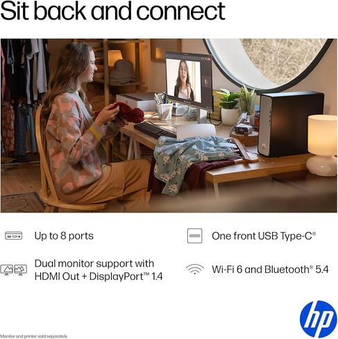 كمبيوتر مكتبي HP OmniDesk Slim، معالج Intel 300، ذاكرة الوصول العشوائي 8 جيجابايت، 256 جيجابايت SSD، Intel UHD Graphics 710، Windows 11 Home، Microsoft Copilot، Meteor Silver، S03-0010 (2025) (متجدد) in Kuwait