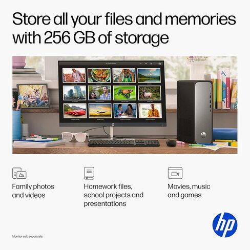 كمبيوتر مكتبي HP OmniDesk Slim، معالج Intel 300، ذاكرة الوصول العشوائي 8 جيجابايت، 256 جيجابايت SSD، Intel UHD Graphics 710، Windows 11 Home، Microsoft Copilot، Meteor Silver، S03-0010 (2025) (متجدد) in Kuwait