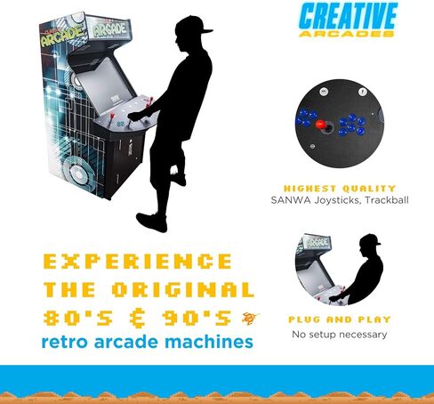 Creative Arcades آلة الألعاب التجارية ذات الحجم الكامل | 4 لاعب | 3500 لعبة | شاشة LCD مقاس 32 بوصة | 4 عصا تحكم Sanwa | كرة التتبع | يتضمن مقعدين | ضمان لمدة 3 سنوات in Kuwait