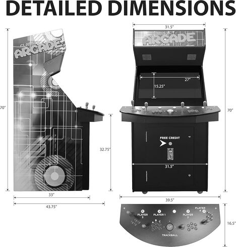 Creative Arcades آلة الألعاب التجارية ذات الحجم الكامل | 4 لاعب | 3500 لعبة | شاشة LCD مقاس 32 بوصة | 4 عصا تحكم Sanwa | كرة التتبع | يتضمن مقعدين | ضمان لمدة 3 سنوات in Kuwait