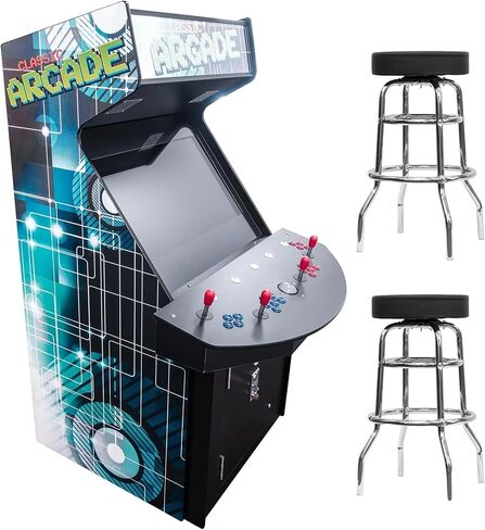 Creative Arcades آلة الألعاب التجارية ذات الحجم الكامل | 4 لاعب | 3500 لعبة | شاشة LCD مقاس 32 بوصة | 4 عصا تحكم Sanwa | كرة التتبع | يتضمن مقعدين | ضمان لمدة 3 سنوات in Kuwait