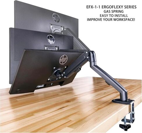 HP 24" Series 3 Pro 24" FHD Computer Monitor (1920x1080), 100Hz Anti-Glare Display, HDMI, VESA Mount, Black, Bundle with dockztorm hub and Ergoflexy EFX-1-1 Desk Mount Monitor Arm in Kuwait