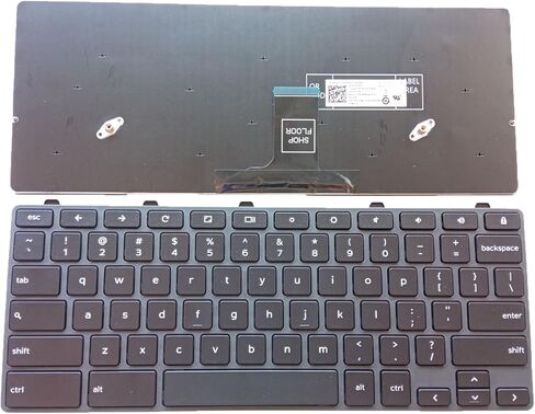 لوحة مفاتيح بديلة للكمبيوتر المحمول بتصميم أمريكي لجهاز Dell Chromebook 11 3100 3110 3400 5190 00D2DT 0D2DT 3100 2XD6T 02XD6T 2XD60 لا يوجد نقطة ولا إضاءة خلفية باللون الأسود in Kuwait