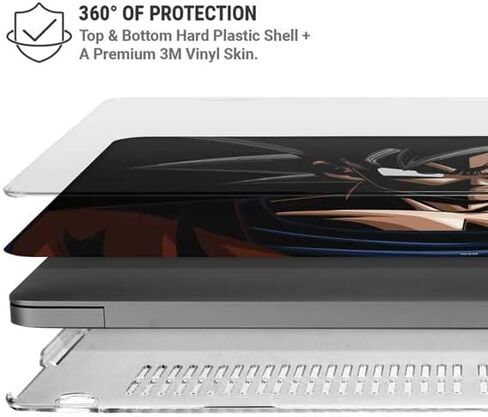 Skinit Case + Skin Compatible with MacBook Pro 14in (2021) - Officially Licensed Dragon Ball Z Goku Portrait Design in Kuwait
