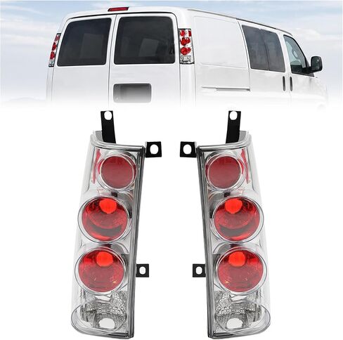 أضواء ذيل Kuafu متوافقة مع 1996-2002 Chevy Express/GMC Savana 1500 2500 3500 Laillights Driver Side (Housing Black and Clear Clear) in Saudi Arabia