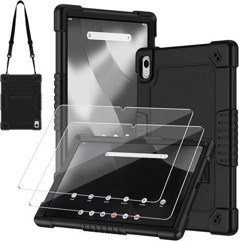 لـ Walmart Onn 11 بوصة Tablet Pro 2024 Model Case / Onn 11 بوصة Tablet Pro (100146660) 2024 حافظة صديقة للأطفال مع حامل حزام الكتف قطعتين واقي شاشة من الزجاج المقوى (أسود + قطعتين) in Kuwait