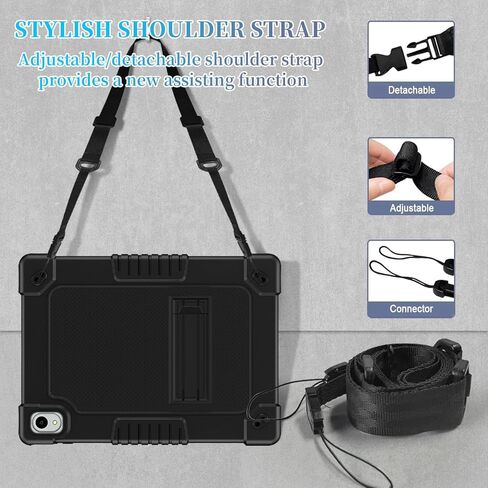 لـ Walmart Onn 11 بوصة Tablet Pro 2024 Model Case / Onn 11 بوصة Tablet Pro (100146660) 2024 حافظة صديقة للأطفال مع حامل حزام الكتف قطعتين واقي شاشة من الزجاج المقوى (أسود + قطعتين) in Kuwait