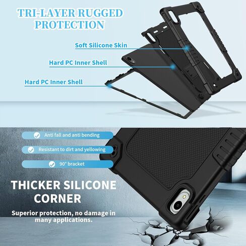 لـ Walmart Onn 11 بوصة Tablet Pro 2024 Model Case / Onn 11 بوصة Tablet Pro (100146660) 2024 حافظة صديقة للأطفال مع حامل حزام الكتف قطعتين واقي شاشة من الزجاج المقوى (أسود + قطعتين) in Kuwait