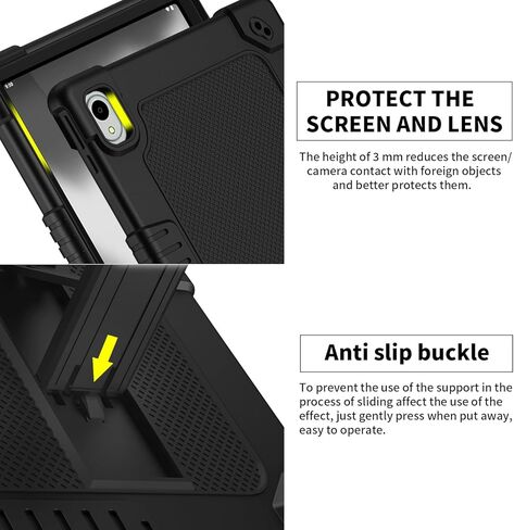 لـ Walmart Onn 11 بوصة Tablet Pro 2024 Model Case / Onn 11 بوصة Tablet Pro (100146660) 2024 حافظة صديقة للأطفال مع حامل حزام الكتف قطعتين واقي شاشة من الزجاج المقوى (أسود + قطعتين) in Kuwait