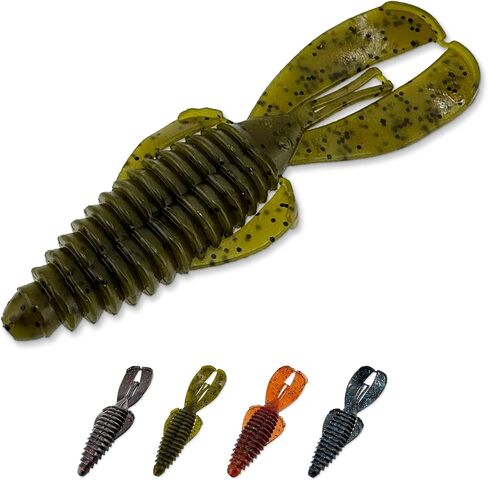 طُعم جراد البحر البلاستيكي الناعم من Pulse Craw - 3.9 بوصة (100 مم)، 10 عبوات، طعم زحف على طراز الغضب لصيد الجير، ومقطورة تكساس ريج وجيغ in Kuwait