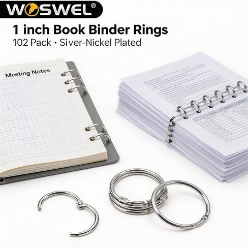 Loose Leaf Binder Rings, WOSWEL 30 Pack 2 Inch Book Rings Bulk, Metal Rings for Index Cards, Paper Rings, Ring Binder Clips, Nickel Plated Steel Key Rings for School Office in Saudi Arabia