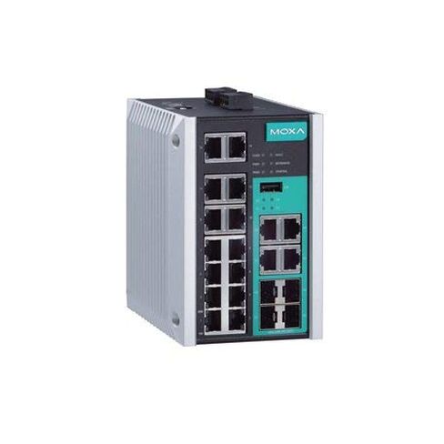 محول MOXA EDS-518E-4GTXSFP 14+4Gig جيجابت إيثرنت مُدار مع 14 × 10/100 منافذ BaseTX، و4 كومبو 10/100/1000BaseTX أو 100/1000BaseSFP، -10 إلى 60 درجة مئوية درجة حرارة التشغيل. in Kuwait