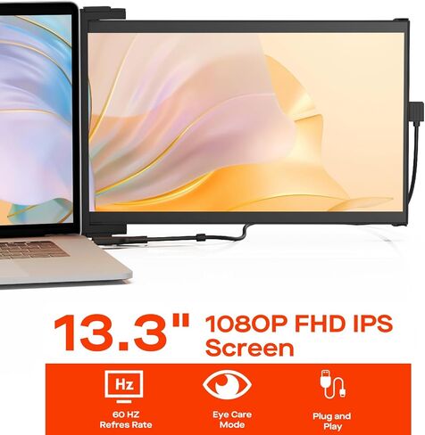 شاشة محمولة - 2026 Mobile Pixels Nexus 13.3 بوصة، موسع شاشة كمبيوتر محمول، شاشات كمبيوتر محمول IPS رفيعة للغاية، شاشة USB C/USB A/HDMI 1080P لأجهزة الكمبيوتر المحمولة مقاس 14 بوصة - 17 بوصة، متوافقة مع Windows/macOS/Android/Switch in Kuwait