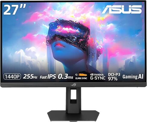 ASUS ROG Strix 27" 1440P Gaming Monitor, QHD 2560 x 1440 Fast IPS, 180Hz, 1ms GTG, DCI-P3 95%, HDR400, Extreme Low Motion Blur Sync, G-SYNC, USB-C Connectivity, Tripod Socket, Adjustable Stand in Saudi Arabia