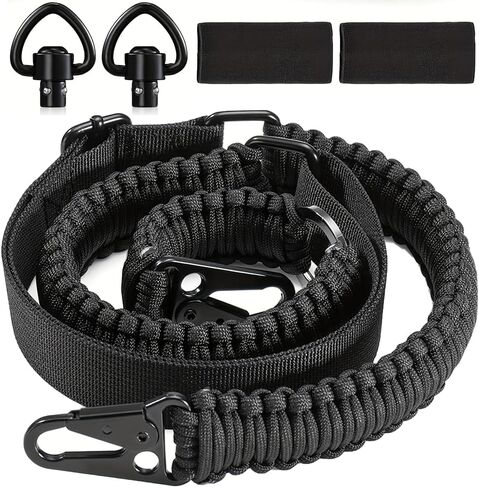Braided Two Point Sling Paracord Rifle Sling, Gun Sling with Metal Hook and Solid Swivels Adjustable Length for Outdoor in Kuwait