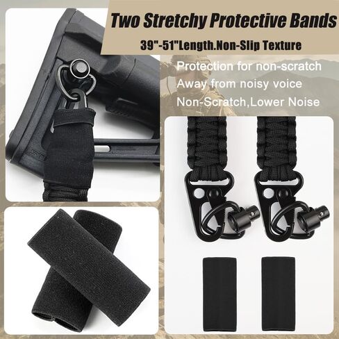 Braided Two Point Sling Paracord Rifle Sling, Gun Sling with Metal Hook and Solid Swivels Adjustable Length for Outdoor in Kuwait