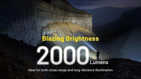 Nitecore P40 مصباح يدوي LEP طويل المدى، 2000 لومن، مسافة شعاع 3171 ياردة، قابل لإعادة الشحن عبر USB-C، ضوء كشاف وإضاءة كاشفة، مصباح يدوي تكتيكي مقاوم للماء للبحث والإنقاذ، في الهواء الطلق، والتخييم in Kuwait