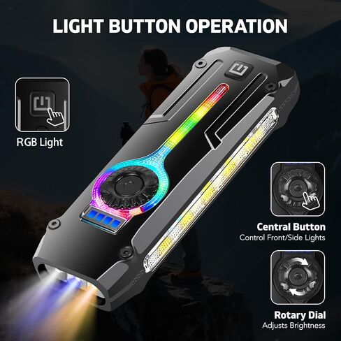 مصباح يدوي مسطح EDC قابل لإعادة الشحن، مصباح جيب مع ضوء أبيض ودافئ، ضوء RGB، الأشعة فوق البنفسجية، مصباح يدوي صغير قابل لإعادة الشحن USB-C مع مشبك ومغناطيسي للتخييم والمشي الليلي والطوارئ in Kuwait