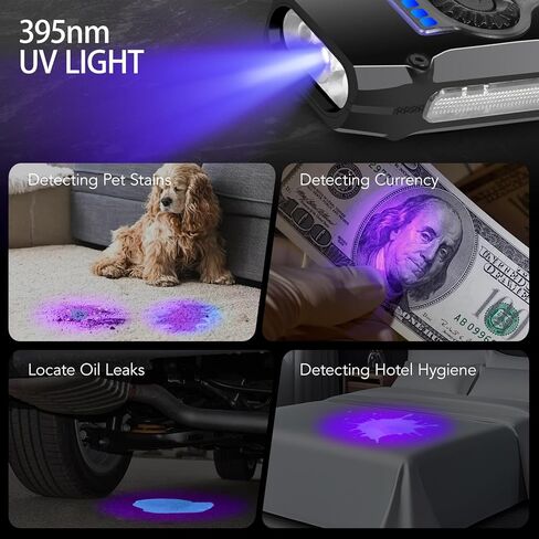 مصباح يدوي مسطح EDC قابل لإعادة الشحن، مصباح جيب مع ضوء أبيض ودافئ، ضوء RGB، الأشعة فوق البنفسجية، مصباح يدوي صغير قابل لإعادة الشحن USB-C مع مشبك ومغناطيسي للتخييم والمشي الليلي والطوارئ in Kuwait
