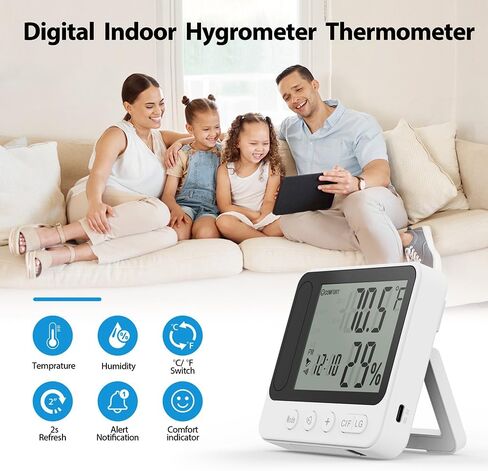 MINI-WiFi -Wireless-Secruity-Camera,4K Real Full HD Nanny Cam with Hygrometer Thermometer Clock,Night Vision&Motion Detection Alerts.Mobile Phone APP Control,Support 2.4G &5G for Home Office in Kuwait