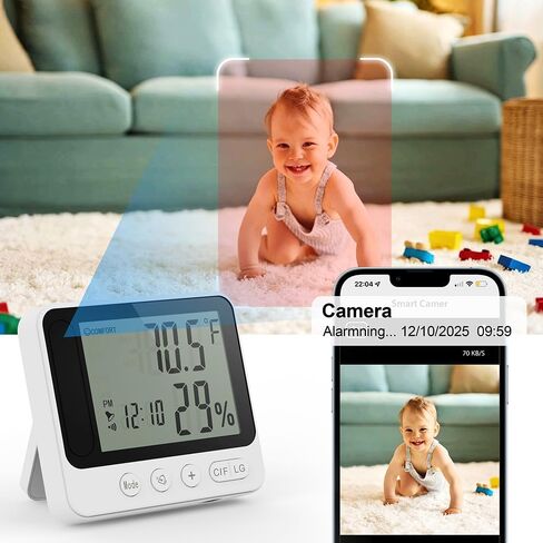 MINI-WiFi -Wireless-Secruity-Camera,4K Real Full HD Nanny Cam with Hygrometer Thermometer Clock,Night Vision&Motion Detection Alerts.Mobile Phone APP Control,Support 2.4G &5G for Home Office in Kuwait