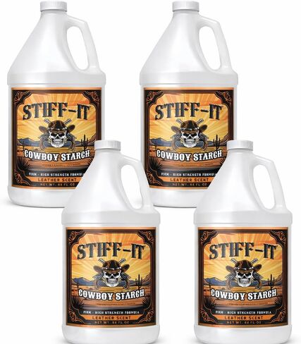 Stiff-it Western Cowboy Starch for Crisp and Clean Denim - Patent Formula with Leather Scent, Easy-Pour Design, and Winkle-Free Jeans in Saudi Arabia