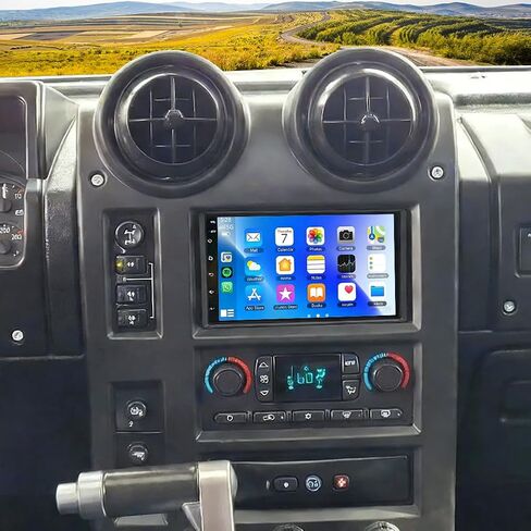 ستيريو سيارة 4+64G لسيارة Hummer H2 2003-2006 مع Carplay Android Auto ترقية مستقبل صوت السيارة دعم 7 بوصة شاشة تعمل باللمس GPS بلوتوث WiFi FM/RDS راديو Nav SWC مرآة رابط كاميرا احتياطية ميكروفون in Kuwait