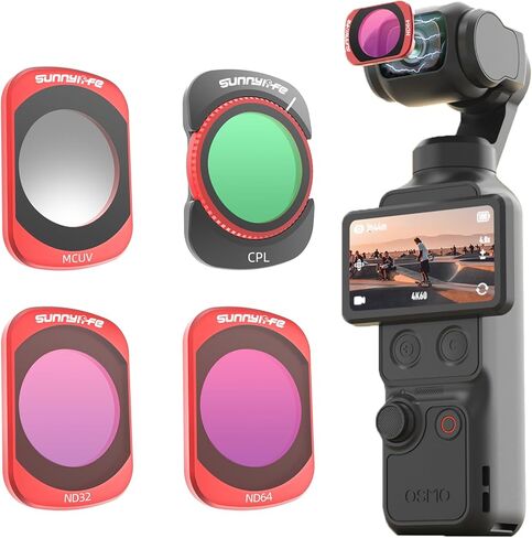 فلتر لجيب DJI Osmo 4، ملحقات مرشح مغناطيسي قابل للتعديل CPL أسود ناعم/VND MCUV لجيب DJI Osmo 4/3 (مجموعة مكونة من 4 قطع) in Kuwait