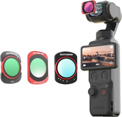 فلتر لجيب DJI Osmo 4، ملحقات مرشح مغناطيسي قابل للتعديل CPL أسود ناعم/VND MCUV لجيب DJI Osmo 4/3 (مجموعة مكونة من 4 قطع) in Kuwait