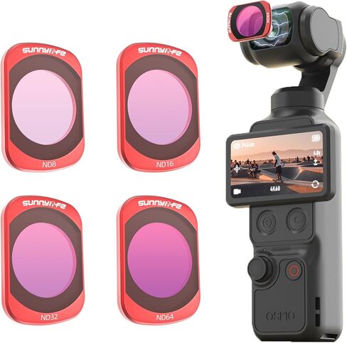 فلتر لجيب DJI Osmo 4، ملحقات مرشح مغناطيسي قابل للتعديل CPL أسود ناعم/VND MCUV لجيب DJI Osmo 4/3 (مجموعة مكونة من 4 قطع) in Kuwait