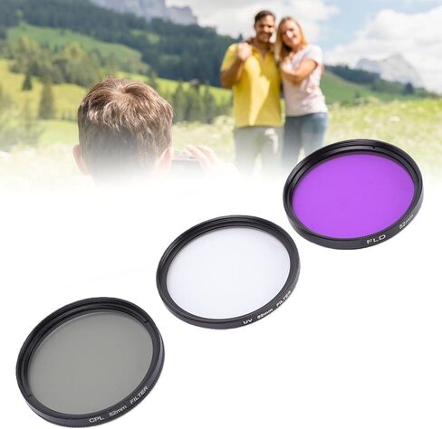 Zopsc 52mm Camera Lens Filter Kit, CPL 3 in 1 Circular Polarizer Fluorescent Light Filter with Aluminum Frame for Mirrorless DSLR Photography in Kuwait