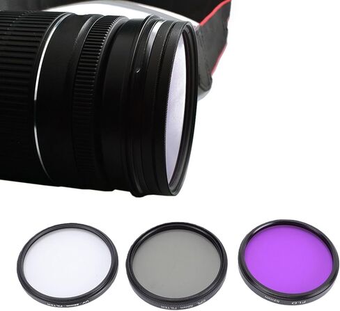 Zopsc 52mm Camera Lens Filter Kit, CPL 3 in 1 Circular Polarizer Fluorescent Light Filter with Aluminum Frame for Mirrorless DSLR Photography in Kuwait
