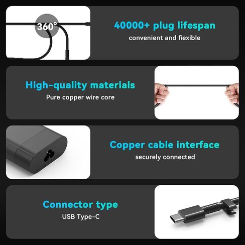 شاحن كمبيوتر محمول USB من النوع C بقدرة 140 واط متوافق مع HP OMEN Transcend 14 14-FB0000 14-fb0013dx 14-fb0097nr 14-fb1047nr Omen Max 16-ah0000 ZBook 8 G1a G1i G1ak G1as Spectre x360 2 في 1 16-aa0023dx in Kuwait