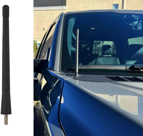 7" inch Short Rubber Black Stubby Antenna Mast Power Rod Radio AM/FM for Cars, Trucks, SUVs, Sedans — Waterproof, Easy Installation, No Tools Required — Antenna Base is Not Included in Kuwait